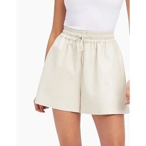 Good American Women's 2 (MED) Better Than‎ Leather Drawstring Bone Ivory Shorts
